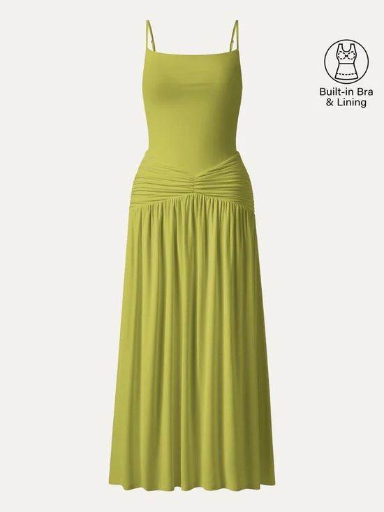 OGL Dresses & Skirts - OGL Not-See-Thru Spaghetti Gathered Maxi Bra Dress size medium sprout green